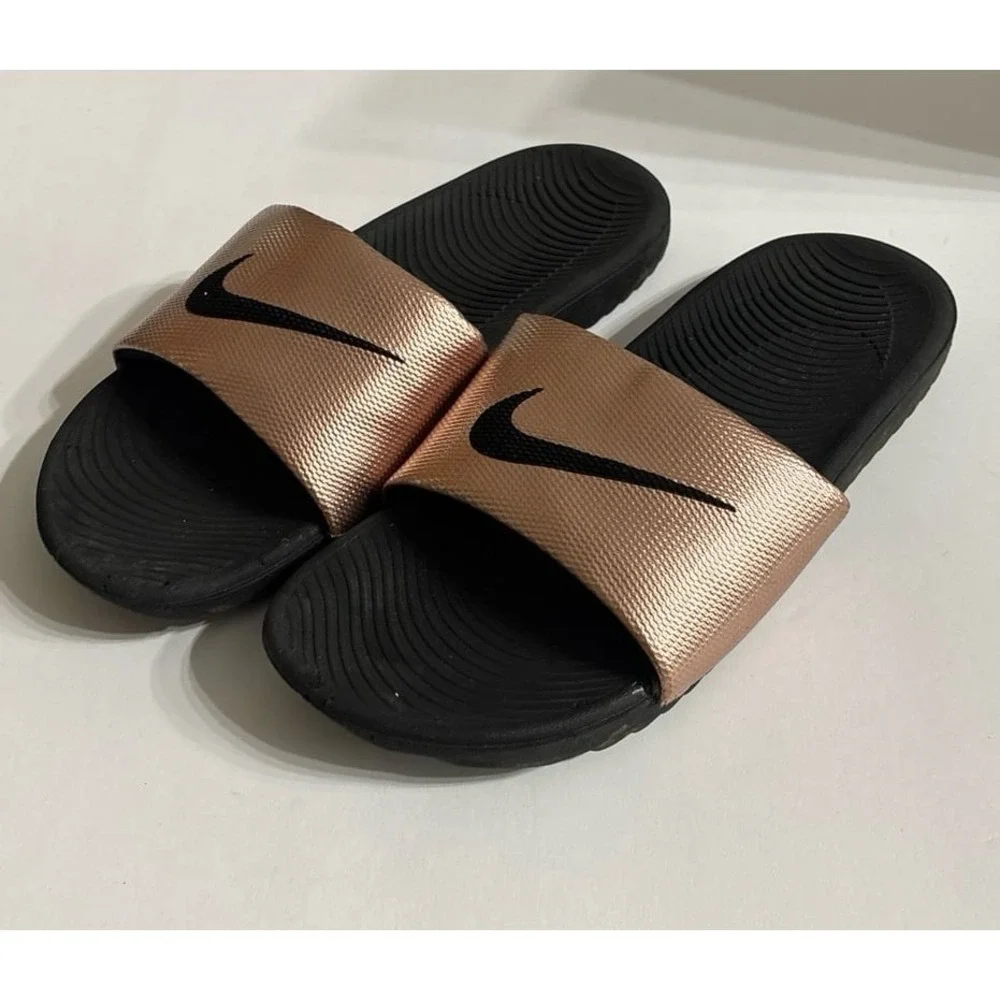 Nike Slides (size 9) Rose Matalic Pink Slides